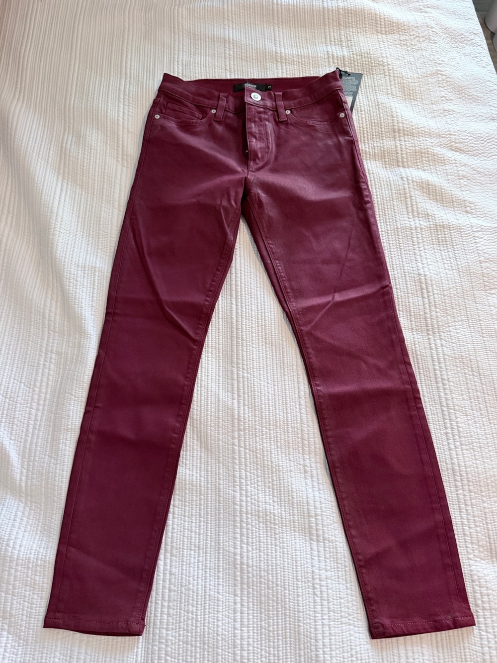 Hudson Jeans Burgundy Skinny Coated Jeans